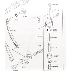 バリオス2(ZR250B)　カムチェーンテンショナー　図中(12048番)　12048-1106