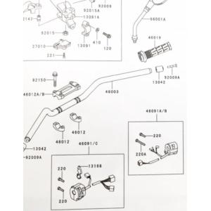 バリオス2(ZR250B)　車体番号ZR250B-014000まで　ハンドルスイッチ右　図中(460...