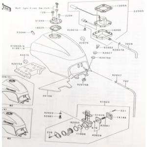 GPZ900R(ZX900A) 全年式　フューエルゲージ (フューエルユニット　ガソリンセンサー　燃料センサー)　 図中(52005番) 52005-5017　(52005-1058より品番統一)　　｜SPS