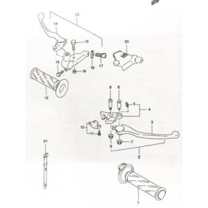 インパルス400(GK79A)　ハンドルグリップ　左右セット　図中(1＆12番)　57110-46E02(57110-46E00/46E01) 57211-22D02-291(57211-22D00/22D01)