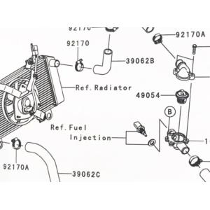 ニンジャ250R(EX250K)　サーモスタット　図中(49054番)　49054-1056