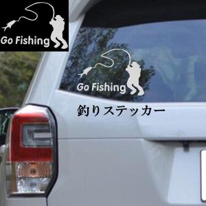 釣り 男性 ステッカー カー用品 Go Fishing 傷隠し ボディ ガラス ドレスアップ シルバー 送料無料