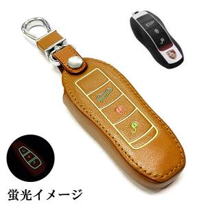 Porsche キーケース レザー 新品 ポルシェ 本革ケース キーホルダー キーリング 車 スマートキーカバー