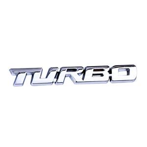 エンブレム 車 ステッカー TURBO ターボ パーツ カー用品 3D アクセサリー ロゴ マーク バックドア 外装 Eタイプ 色シルバー 送料無料｜shopスマイル