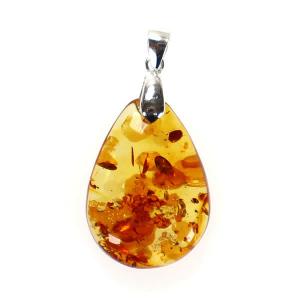 アンバー 琥珀 ペンダント しずく型 ドロップ ペンダント トップ