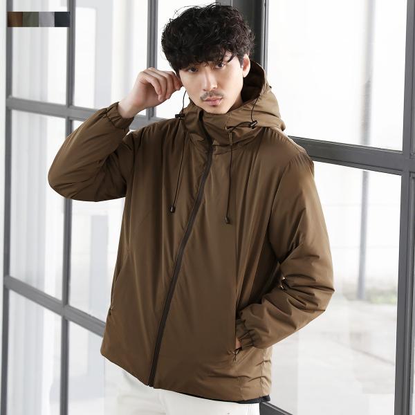 中綿入り マウンテンパーカー メンズ 冬 ハイネック ボリュームネック 保温 防寒