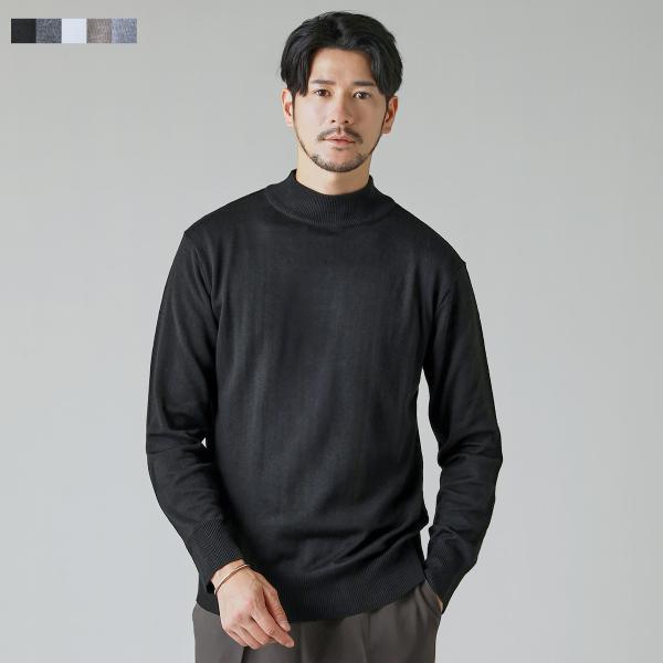 ニット メンズ 秋 冬 秋服 冬服 モックネック 12G シープ カシミアライク 長袖 春服