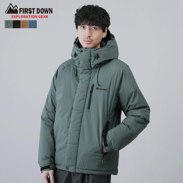 中綿ジャケット アウター メンズ 冬 冬服 ハイネック フード オールウェザー FIRST DOWN...