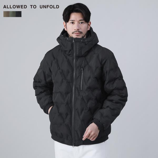 ジャケット アウター パーカー メンズ 秋 冬 シームレス キルト ボリュームネック フード 070...