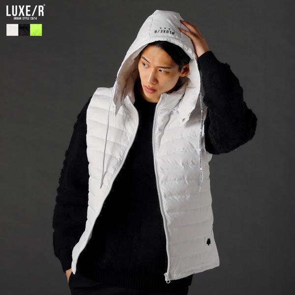 ダウンベスト ベスト アウター メンズ 秋 冬 2way フード脱着 スタンドネック ゴルフ 蛍光イ...