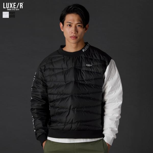 プルオーバー メンズ ハイネック ゴルフウェア スポーツウェア ラバープリント 高密度タフタ ダウン