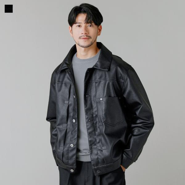 ブルゾン ファースト型 アウター 無地 メンズ メンズファッション 秋服 長袖 PUレザー 合成皮革...