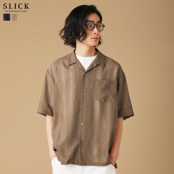 オープンカラーシャツ シャツ メンズ 春 夏 半袖 5分袖 オープンカラー シアーシャツ レノクロス...