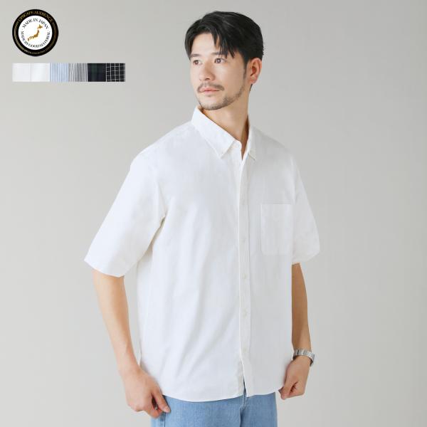 シャツ ボタンダウンシャツ メンズ 夏 夏服 半袖 綿100 コットン ブロード 日本製 国産 5分...
