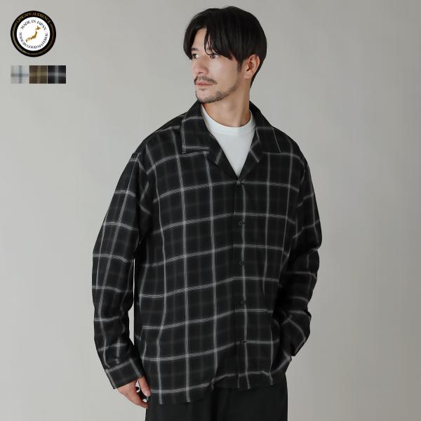 シャツ チェックシャツ トップス メンズ 秋 秋服 春 春服 日本製 国産 オンブレチェック 総柄 ...