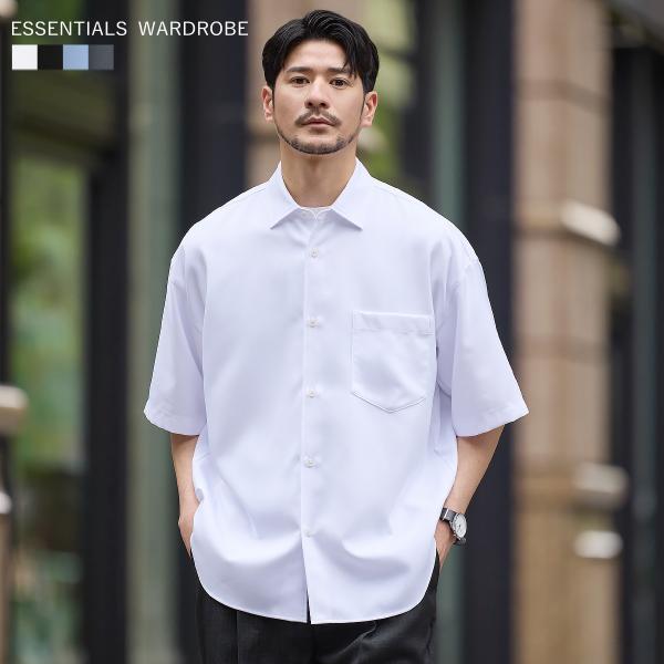 シャツ 半袖シャツ トップス メンズ 春 夏 半袖 防シワ レギュラーカラー クリーン デスクワーク...