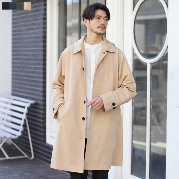 ステンカラーコート ビジネスコート メンズ スプリングコート ビジネス ロング丈 コート フード脱着