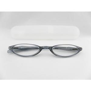 ハーフムーン 近用眼鏡 グレー+1.5 リーディング 読書 お手元用メガネ ギフト 大人 男女兼用