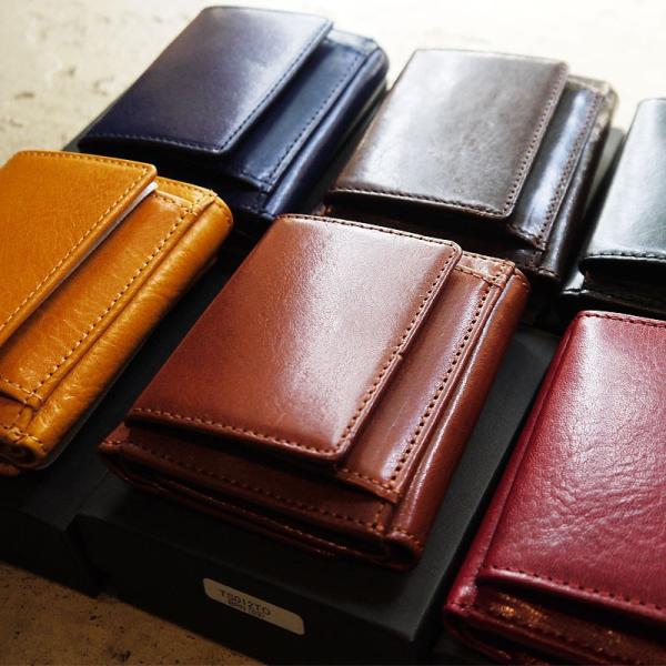 イタリアンレザーレザー  ミニ財布  サイフ 三つ折り財布 ウォレット  コンパクトウォレット
