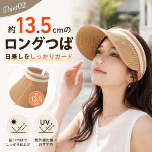 サンバイザー レディース 帽子 麦わら帽子 U...の詳細画像1
