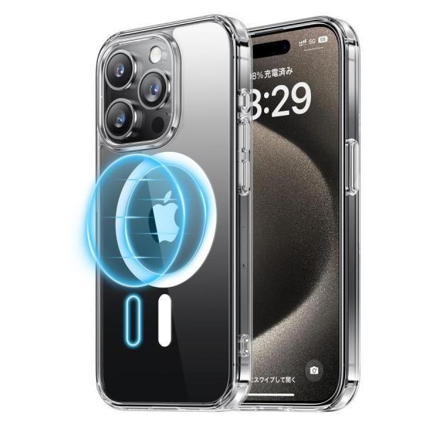 NIMASO ケース MagSafe対応 iPhone15Pro 用 クリア 保護 黄変防止 マグネ...