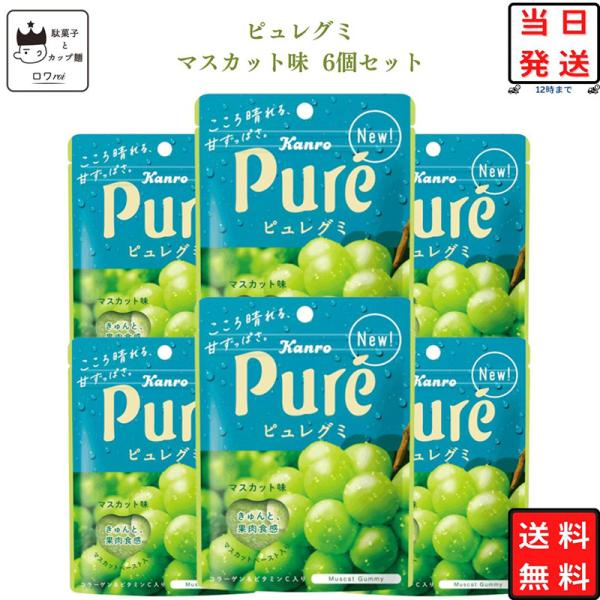 カンロ グミ ピュレグミ マスカット 6個 お菓子 駄菓子 まとめ買い ジェリービーンズ