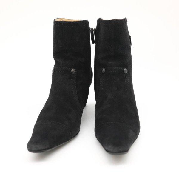 シャネル CHANEL ココマーク ココ ブーツ ショートブーツ スエード 黒 ヒール ブラック レ...