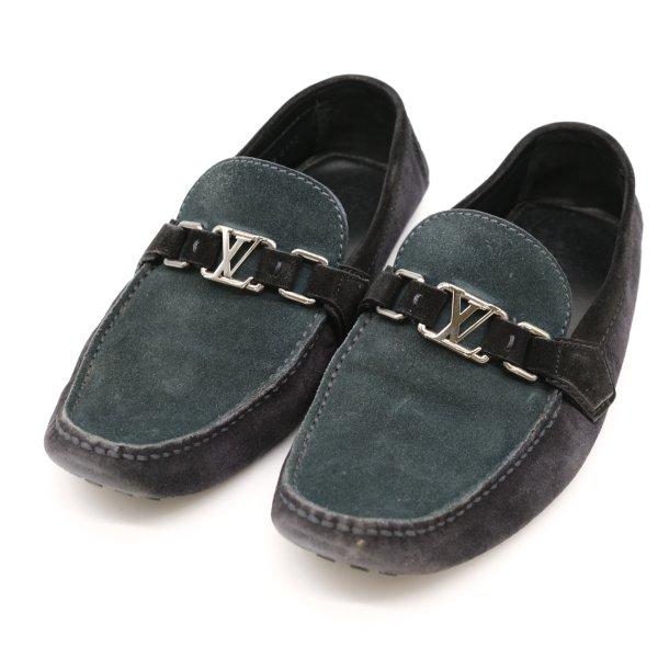 LOUIS VUITTON ヴィトン ドライビングシューズ ローファー モカシン 靴 スエード グリ...
