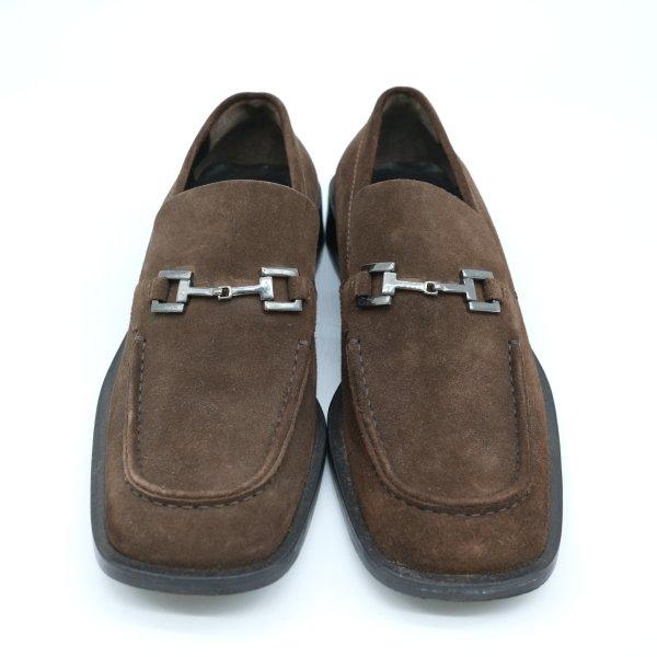 GUCCI グッチ ジャッキー ローファー シューズ スエード 黒 ブラック メンズ #421/2