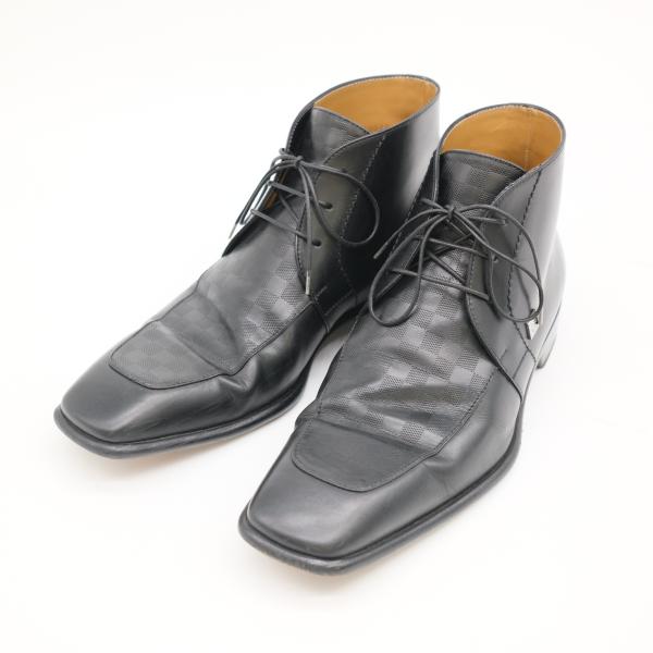 LOUIS VUITTON チャッカブーツ ブーツ 靴 ダミエ ブラック 黒 レザー #7 日本約2...