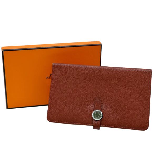 HERMES エルメス ドゴン MM 財布 ウォレット トゴ レザー 赤茶 レッド ブラウン #□E