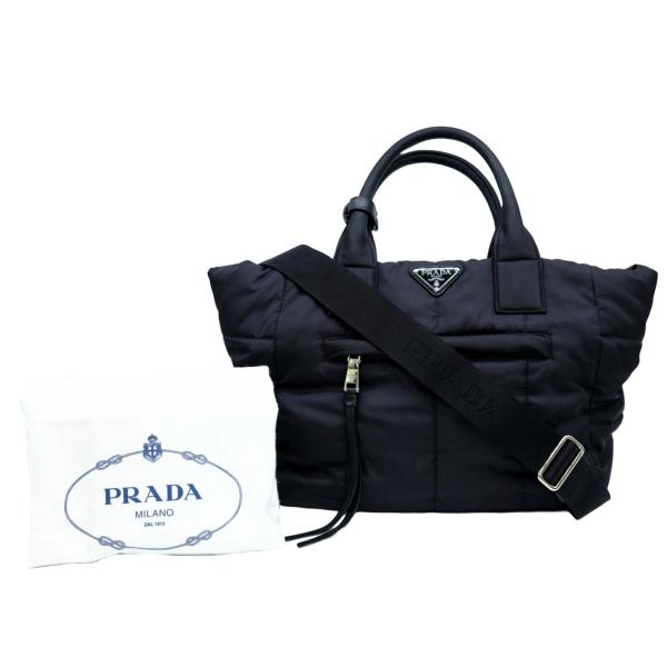 PRADA プラダ テスート ボンバー ショルダー ハンドバッグ 2WAY トート ナイロン ブラッ...