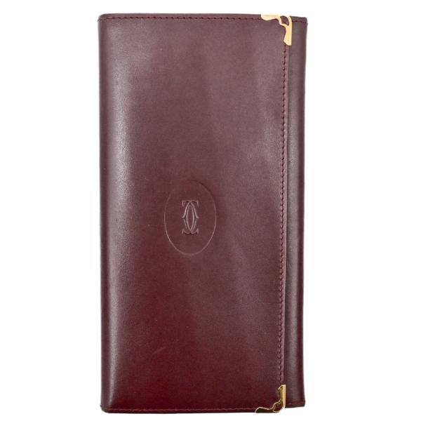 【お値引き】【美品】Cartier カルティエ マストライン 札入れ 長財布 財布 ボルドー レッド...