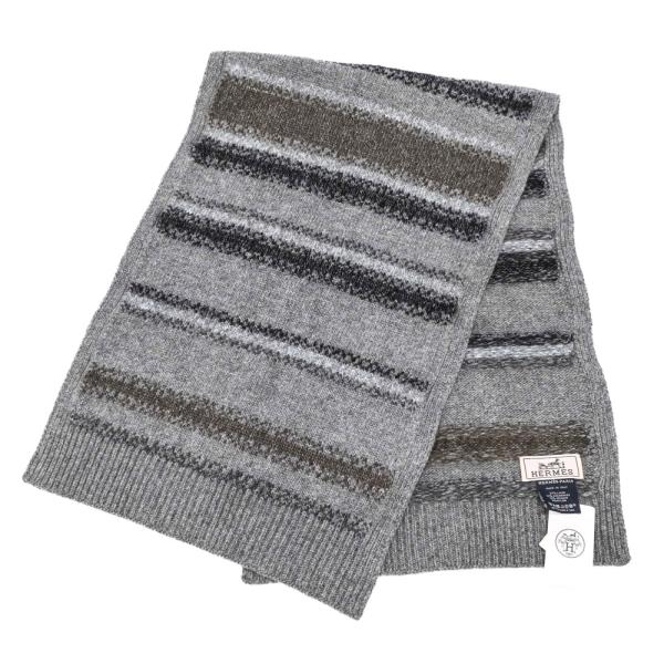 【未使用品】 HERMES エルメス マフラー ツイード ストール カシミヤ グレー