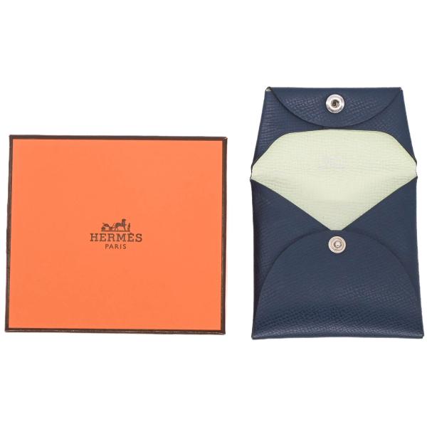 【美品】HERMES エルメス バスティア コインケース 小銭入れ ヴェルソ ヴォーエプソン ネイビ...