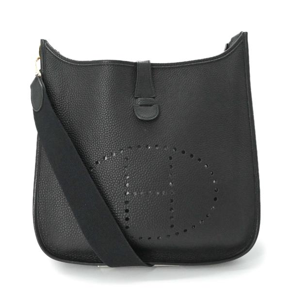 HERMES エルメス エブリン エヴリン 1 PM ショルダーバッグ トート レザー トゴ ブラッ...
