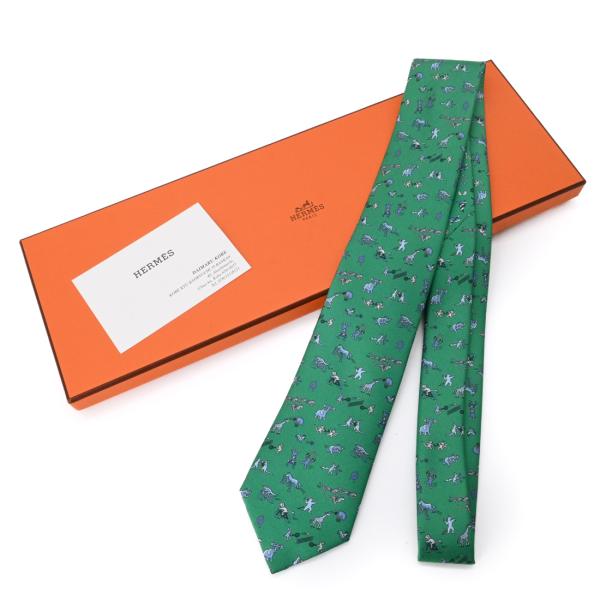 【未使用品】HERMES エルメス ネクタイ Graine de Champion アニマル 柄 フ...