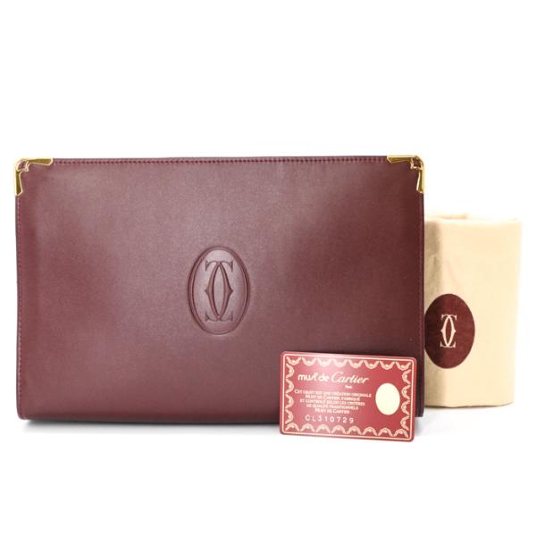 【未使用品】Cartier カルティエ マストライン セカンドバッグ サブバッグ ボルドー レッド ...