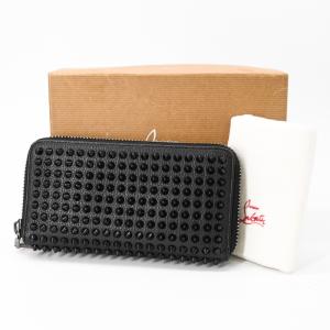【お値引き】Christian Louboutin クリスチャンルブタン ラウンドファスナー 財布 パネトーネ スタッズ 黒 ブラック レザー 1165044