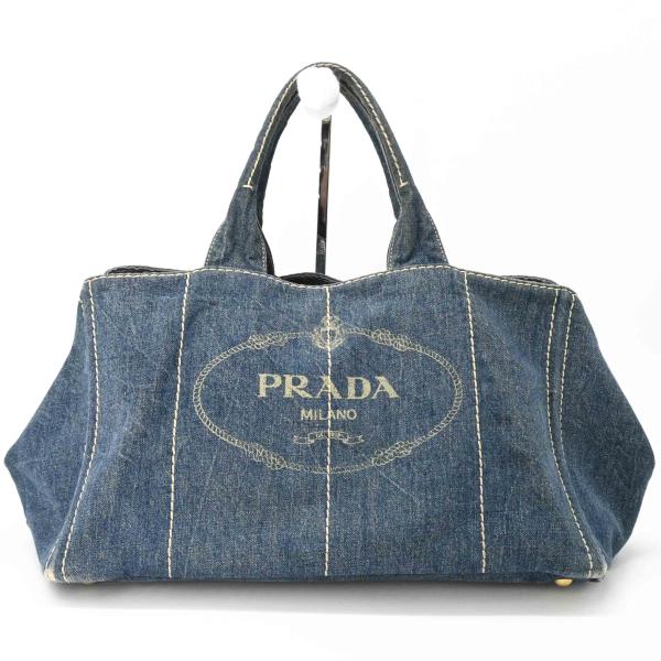 PRADA プラダ カナパ 40 デニム トート ショルダーバッグ ハンドバッグ レディース ブルー...