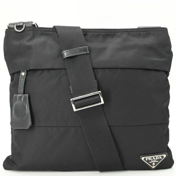 【美品】PRADA プラダ ナイロン ショルダーバッグ 肩掛け 三角ロゴ トライアングル ユニセック...
