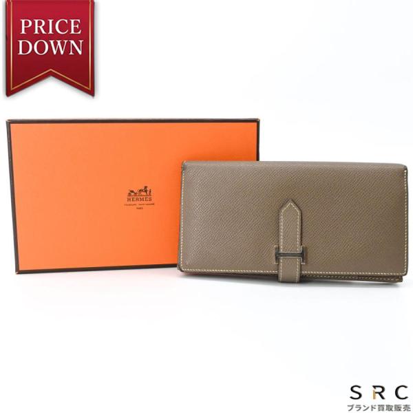 HERMES エルメス ベアン ベアンスフレ 長財布 ウォレット ヴォーエプソン シルバー金具 グレ...