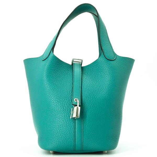 【美品】HERMES エルメス ピコタンロックPM ハンドバッグ トリヨンクレマンス マラカイト グ...