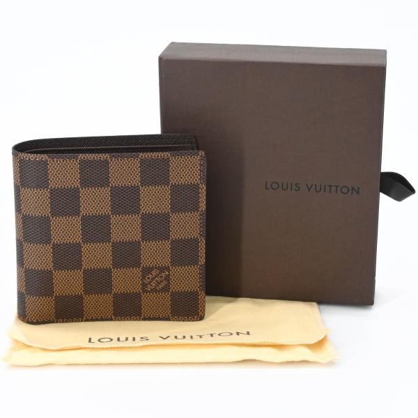 【未使用品】LOUIS VUITTON ルイヴィトン ダミエ ポルトフォイユ マルコ 二つ折り財布 ...