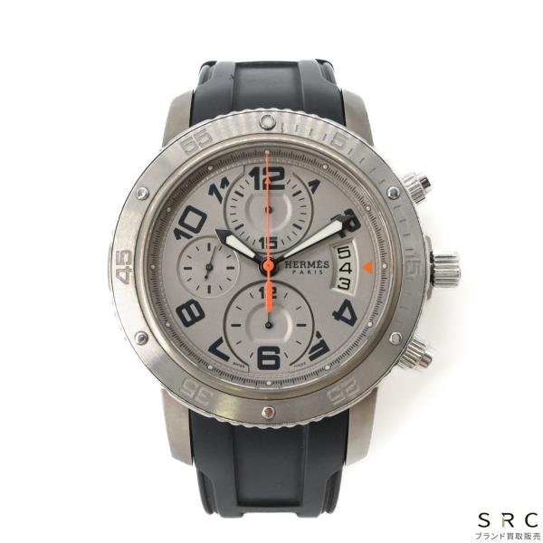 【美品】HERMES  エルメス クリッパー メカニック ダイバー クロノグラフ グレー SS 自動...