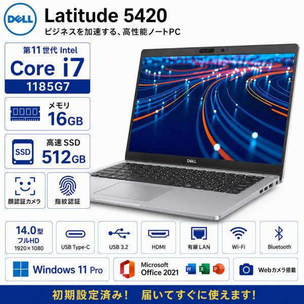 Dell Latitude 5420 第11世代 Core i7-1185G7 メモリ16GB SS...