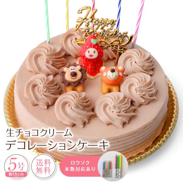 誕生日ケーキ バースデーケーキ 生チョコクリーム デコレーションケーキ 5号 子供(凍)チョコレート...