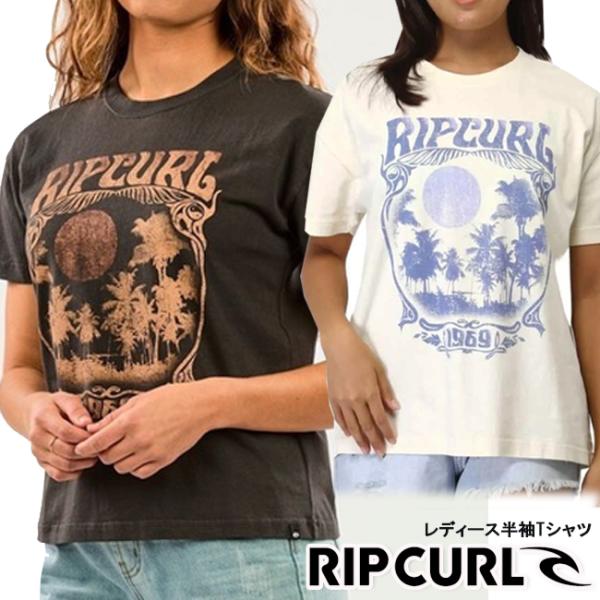Tシャツ　半袖　トップス　レディース　RIPCURL　リップカール　トレーニング　ロゴ　柄　夏　海　...