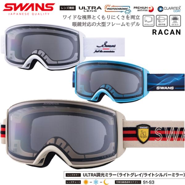 SWANS スワンズ ゴーグル RACAN ULTRA 調光ミラー RA-MDH-CU-LG くもり...