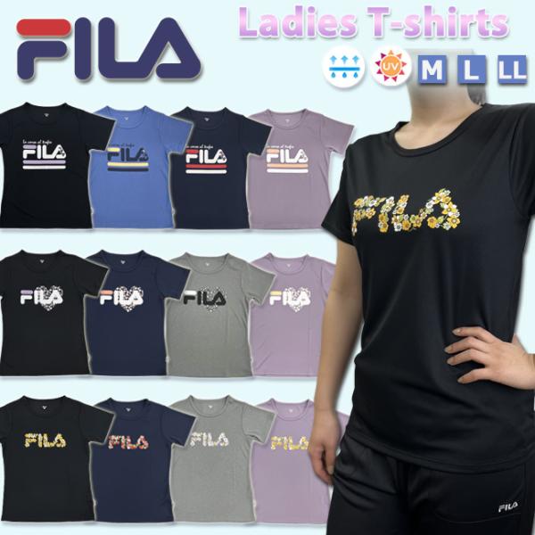 Tシャツ　半袖　トップス　レディース　FILA　フィラ　フィットネスウエア　トレーニング　ランニング...